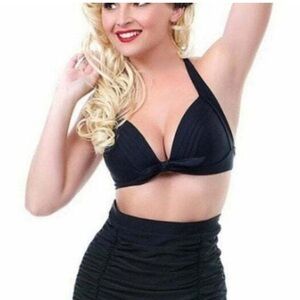Simplicity 2 Piece Swimsuit Womens Medium Topic Halter Pinup Black